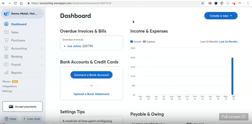 Adding an Invoice in Wave Accounting